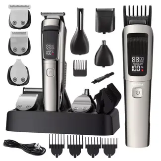 Soulima Multifunctionele tondeuse en baardtrimmer met 8 opzetstukken, 90 minuten gebruiksduur en afspoelbare koppen
