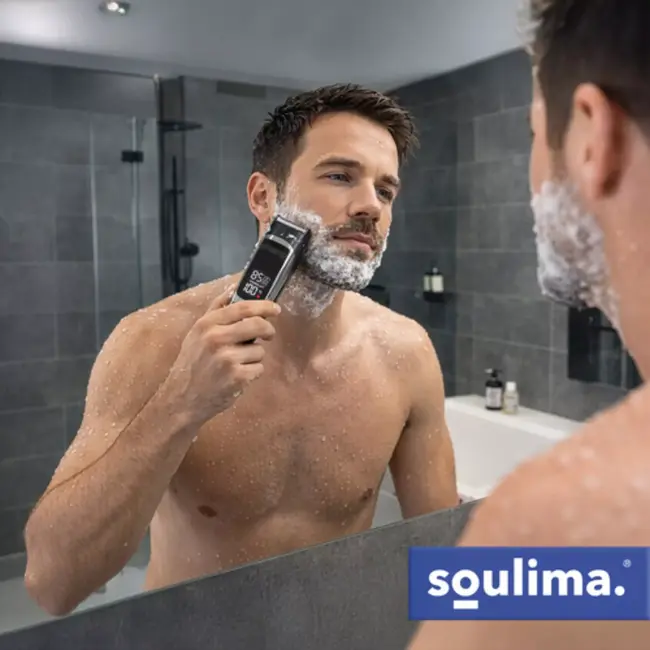 Soulima Multifunctionele tondeuse en baardtrimmer met 8 opzetstukken, 90 minuten gebruiksduur en afspoelbare koppen