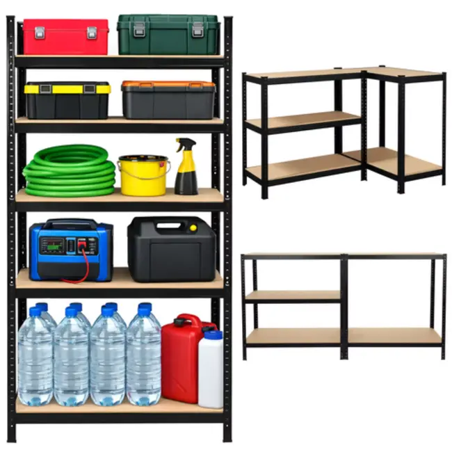 Bigstren Zwaar metalen opbergrek 180 x 90 x 40 cm met 5 MDF planken en draagvermogen tot 1000 kg