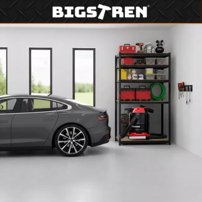 Bigstren Zwaar metalen opbergrek 180 x 90 x 40 cm met 5 MDF planken en draagvermogen tot 1000 kg