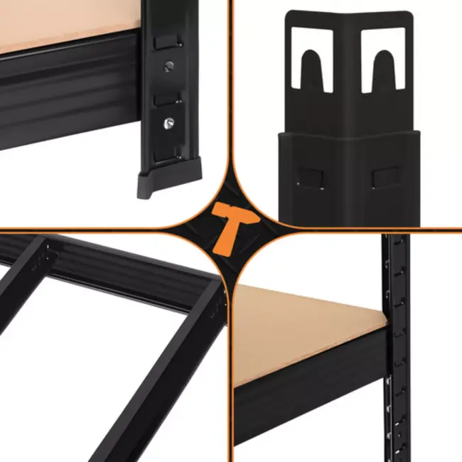 Bigstren Zwaar metalen opbergrek 180 x 90 x 40 cm met 5 MDF planken en draagvermogen tot 1000 kg