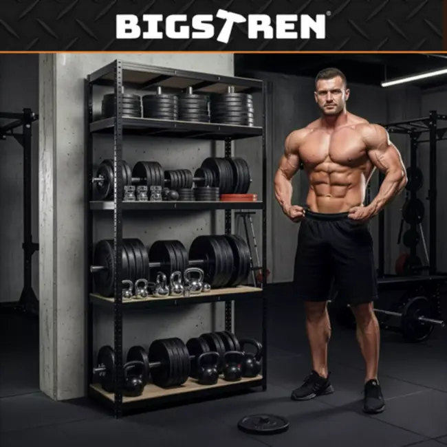 Bigstren Zwaar metalen opbergrek 180 x 90 x 40 cm met 5 MDF planken en draagvermogen tot 1000 kg