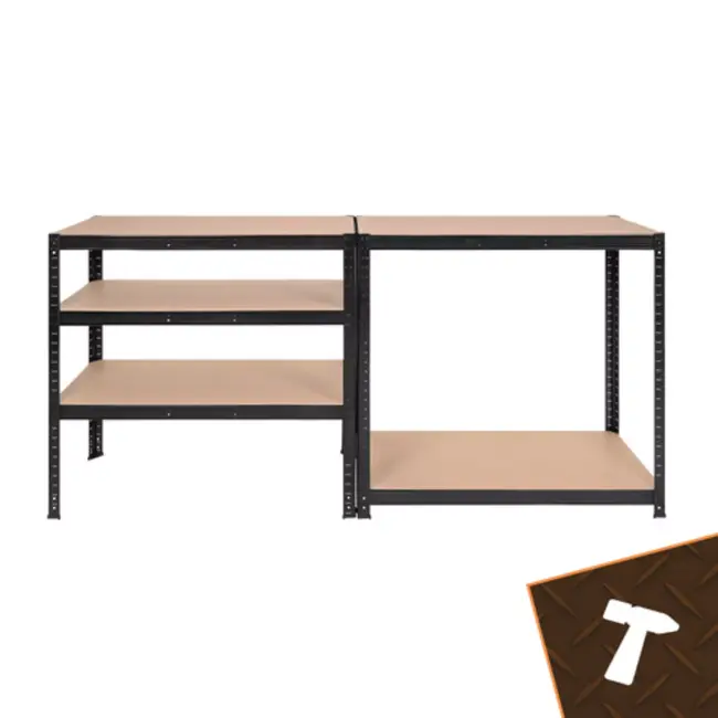 Bigstren Zwaar metalen opbergrek 180 x 90 x 40 cm met 5 MDF planken en draagvermogen tot 1000 kg
