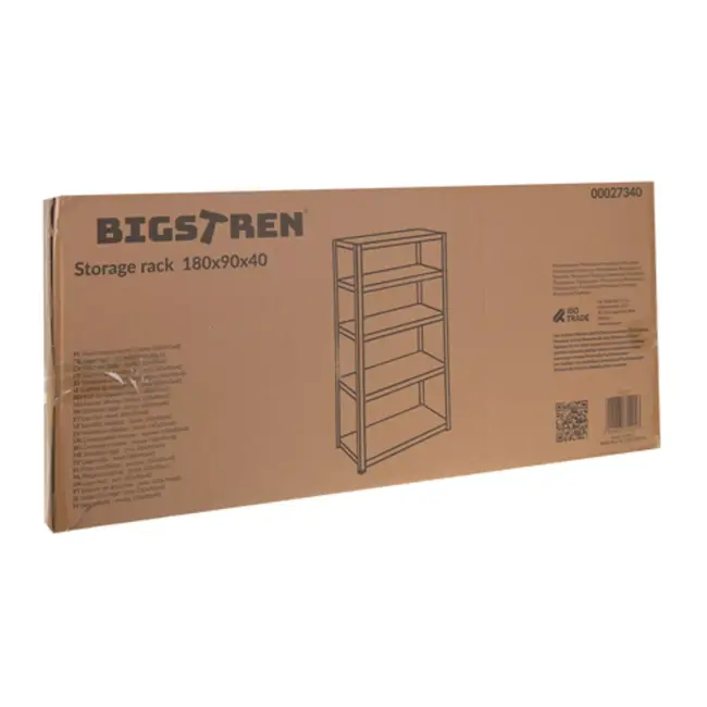 Bigstren Zwaar metalen opbergrek 180 x 90 x 40 cm met 5 MDF planken en draagvermogen tot 1000 kg