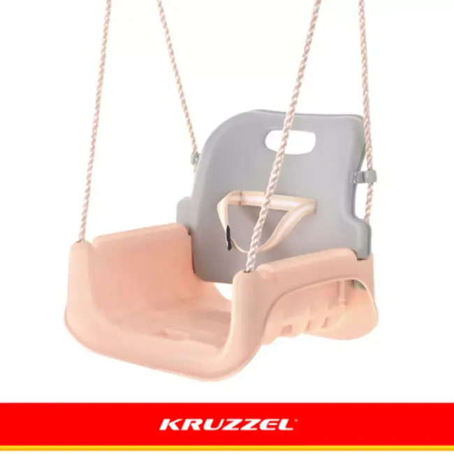 Kruzzel Kinderschommel voor binnen en buiten met rugleuning, antislip zitvlak en verstelbare touwen van 120 - 150 cm