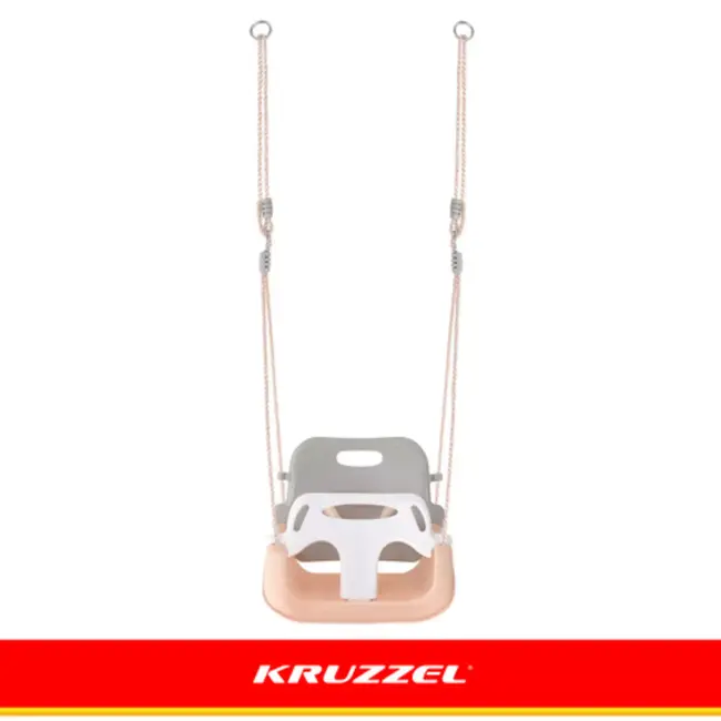 Kruzzel Kinderschommel voor binnen en buiten met rugleuning, antislip zitvlak en verstelbare touwen van 120 - 150 cm
