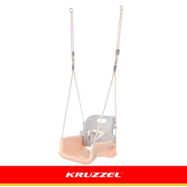 Kruzzel Kinderschommel voor binnen en buiten met rugleuning, antislip zitvlak en verstelbare touwen van 120 - 150 cm