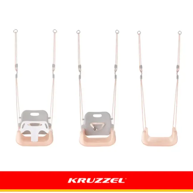 Kruzzel Kinderschommel voor binnen en buiten met rugleuning, antislip zitvlak en verstelbare touwen van 120 - 150 cm