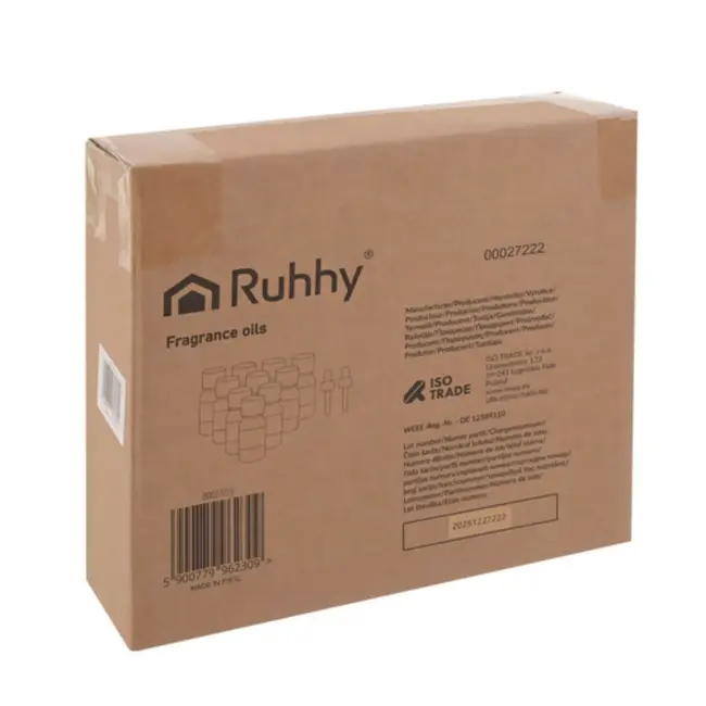 Ruhhy Set van 10 geuroliën van 10 ml met 2 druppelaars in elegante geschenkdoos voor een afwisselende geurbeleving in huis