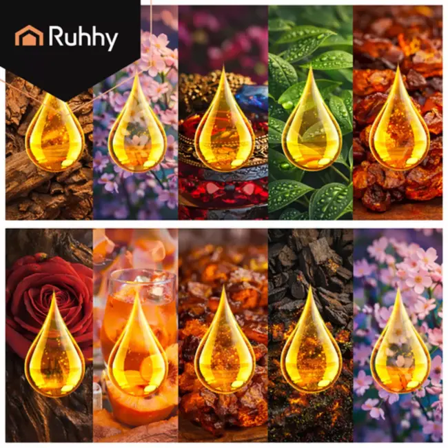 Ruhhy Set van 10 geuroliën van 10 ml met 2 druppelaars in elegante geschenkdoos voor een afwisselende geurbeleving in huis