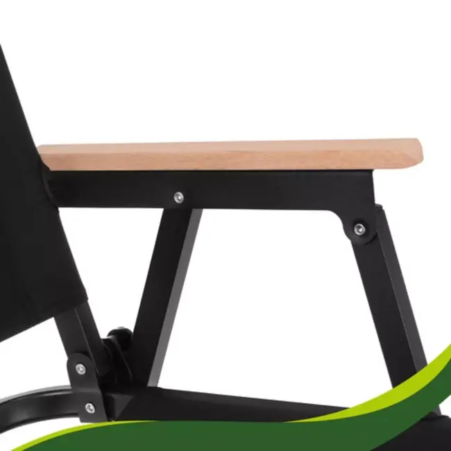 Trizand Zwarte campingstoel voor balkon, tuin en terras met gepoedercoat frame en Oxford stof