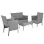 Gardlov Donkergrijze loungeset voor tuin, balkon of terras met glazen tafelblad en comfortabele zitkussens