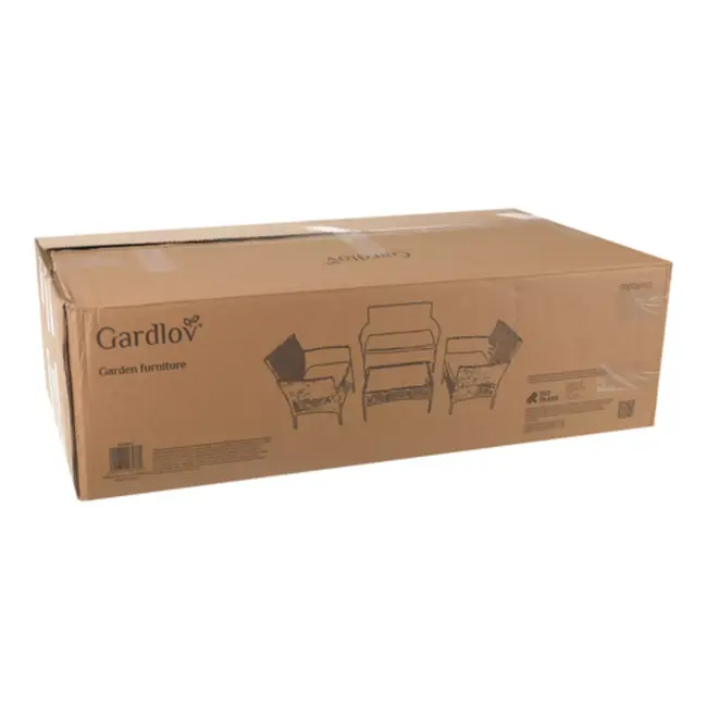 Gardlov Donkergrijze loungeset voor tuin, balkon of terras met glazen tafelblad en comfortabele zitkussens