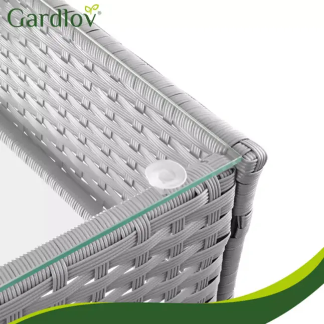 Gardlov Donkergrijze loungeset voor tuin, balkon of terras met glazen tafelblad en comfortabele zitkussens