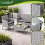 Gardlov Donkergrijze loungeset voor tuin, balkon of terras met glazen tafelblad en comfortabele zitkussens