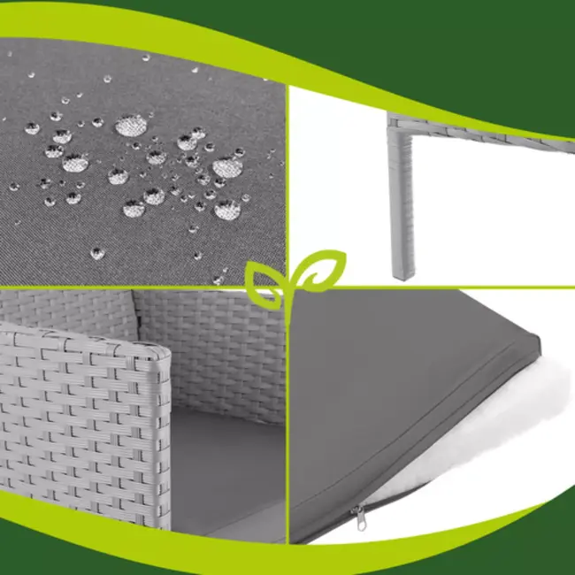 Gardlov Donkergrijze loungeset voor tuin, balkon of terras met glazen tafelblad en comfortabele zitkussens