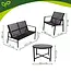 Gardlov 4-delige tuinmeubelset voor balkon of terras met tweezitsbank, 2 stoelen en tafel met glazen blad