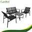 Gardlov 4-delige tuinmeubelset voor balkon of terras met tweezitsbank, 2 stoelen en tafel met glazen blad
