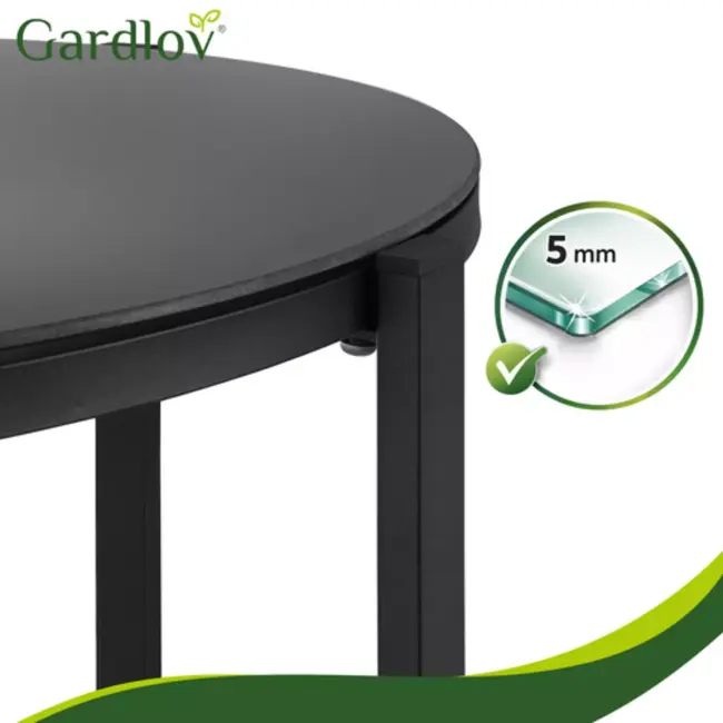 Gardlov 4-delige tuinmeubelset voor balkon of terras met tweezitsbank, 2 stoelen en tafel met glazen blad