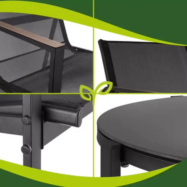 Gardlov 4-delige tuinmeubelset voor balkon of terras met tweezitsbank, 2 stoelen en tafel met glazen blad