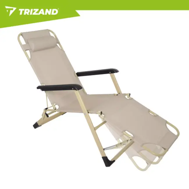 Trizand 3-in-1 tuinligstoel voor terras, tuin of strand met verstelbare rugleuning, beensteun en dik wasbaar kussen
