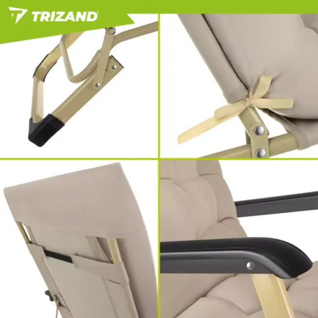 Trizand 3-in-1 tuinligstoel voor terras, tuin of strand met verstelbare rugleuning, beensteun en dik wasbaar kussen