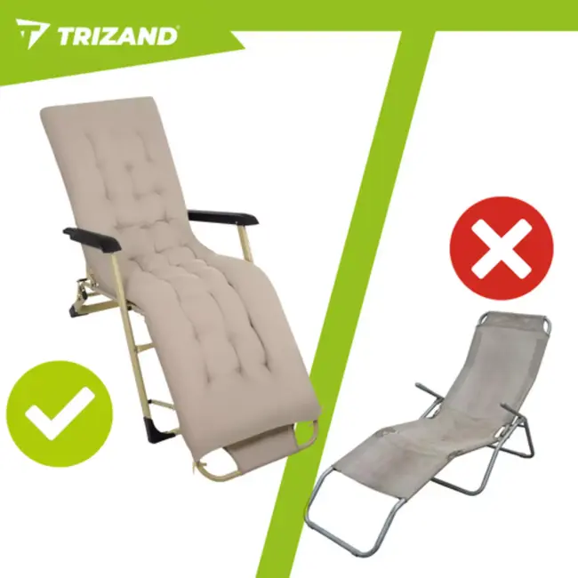 Trizand 3-in-1 tuinligstoel voor terras, tuin of strand met verstelbare rugleuning, beensteun en dik wasbaar kussen