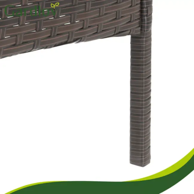 Gardlov Bruine loungeset voor tuin, balkon of terras met glazen tafelblad en comfortabele zwarte zitkussens