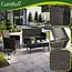 Gardlov Bruine loungeset voor tuin, balkon of terras met glazen tafelblad en comfortabele zwarte zitkussens