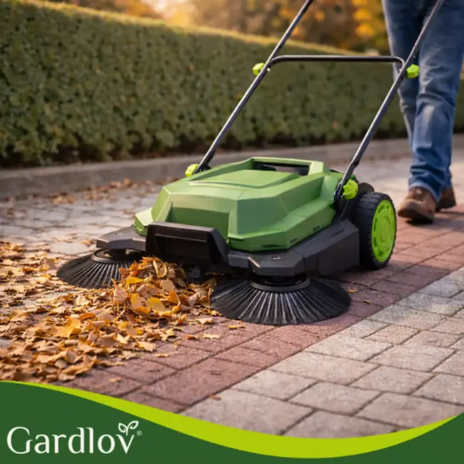 Gardlov Handmatige veegmachine voor terras, oprit en bestrating met 680 mm werkbreedte en capaciteit van 2100 m2 per uur