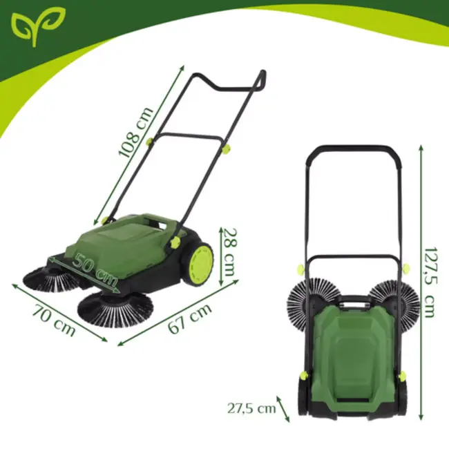 Gardlov Handmatige veegmachine voor terras, oprit en bestrating met 680 mm werkbreedte en capaciteit van 2100 m2 per uur