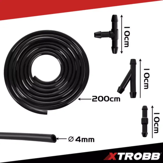 Xtrobb Auto ruitensproeier reparatieset met 2 m slang, rechte koppelingen, T-stukken en Y-stukken voor lekkende sproeierleiding