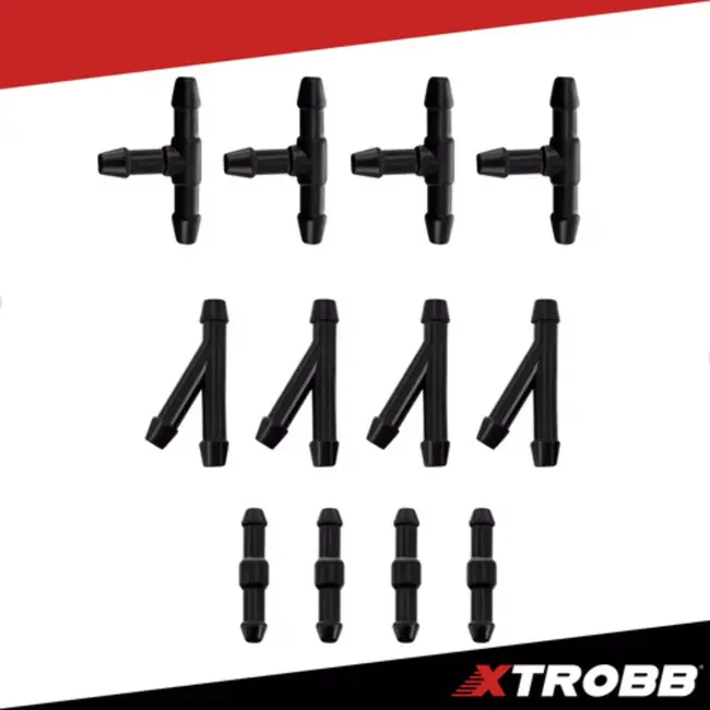 Xtrobb Auto ruitensproeier reparatieset met 2 m slang, rechte koppelingen, T-stukken en Y-stukken voor lekkende sproeierleiding