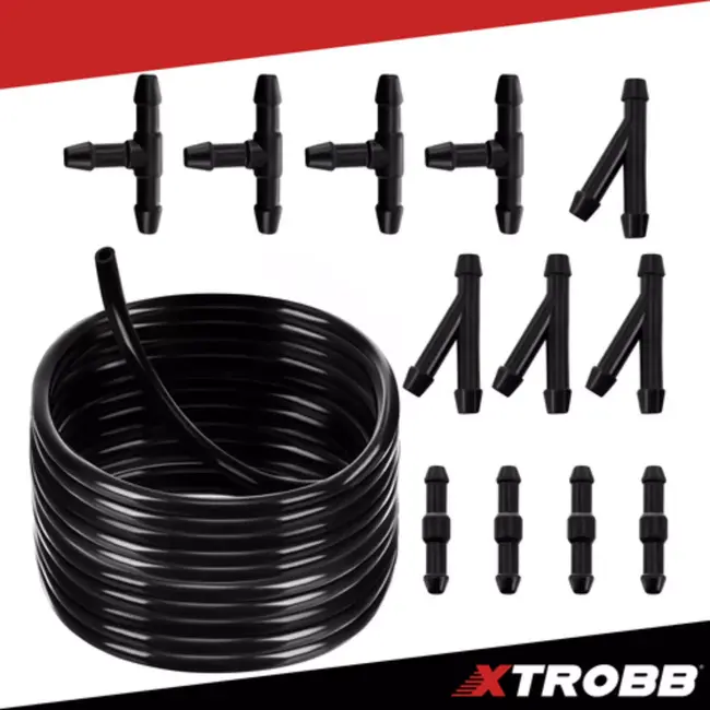 Xtrobb Auto ruitensproeier reparatieset met 2 m slang, rechte koppelingen, T-stukken en Y-stukken voor lekkende sproeierleiding