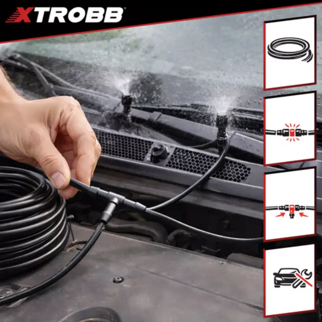 Xtrobb Auto ruitensproeier reparatieset met 2 m slang, rechte koppelingen, T-stukken en Y-stukken voor lekkende sproeierleiding