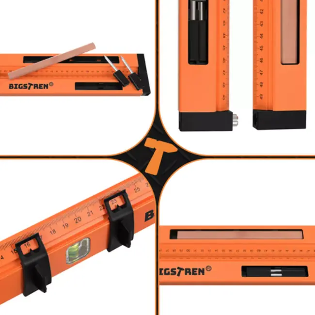 Bigstren Bouw gradenboog met 2 libellen, passerfunctie en hoekvergrendeling voor timmerwerk en montage