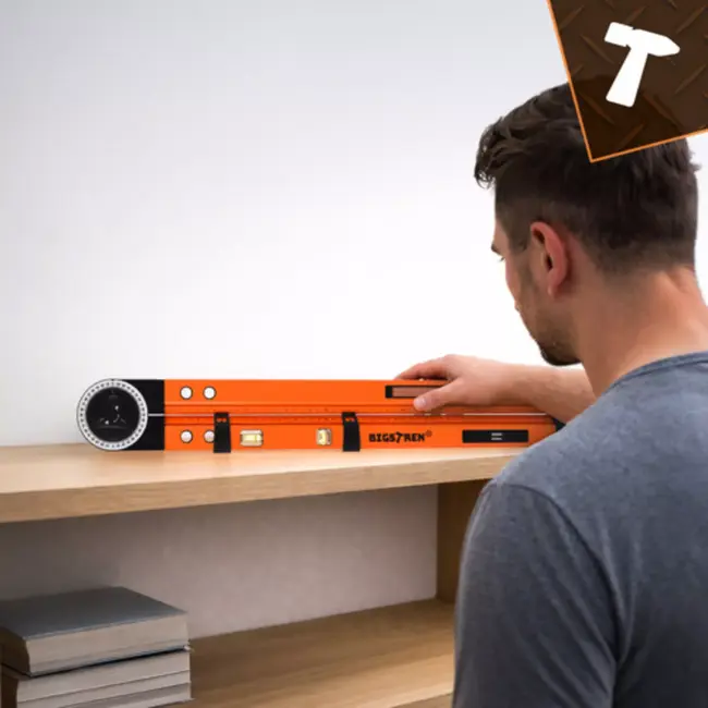 Bigstren Bouw gradenboog met 2 libellen, passerfunctie en hoekvergrendeling voor timmerwerk en montage