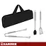 Kaminer Barbecue set met tang, spatel en borstel in stevige koffer voor tuin, camping en onderweg
