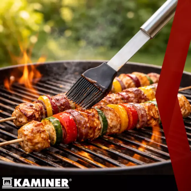 Kaminer Barbecue set met tang, spatel en borstel in stevige koffer voor tuin, camping en onderweg