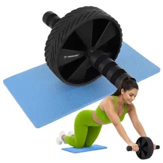 Trizand Compacte Buikspierroller met antislip handgrepen, profielwiel en EVA kniemat voor training thuis of onderweg