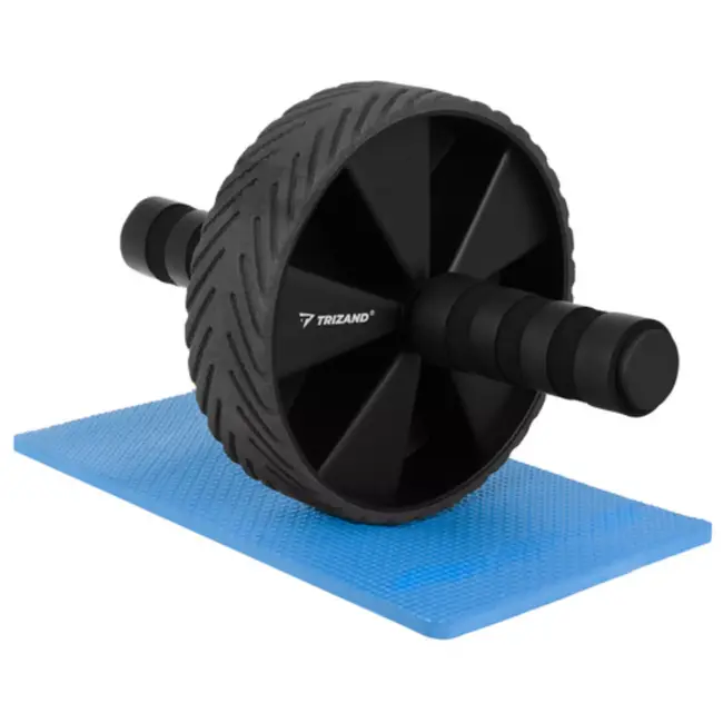 Trizand Compacte Buikspierroller met antislip handgrepen, profielwiel en EVA kniemat voor training thuis of onderweg