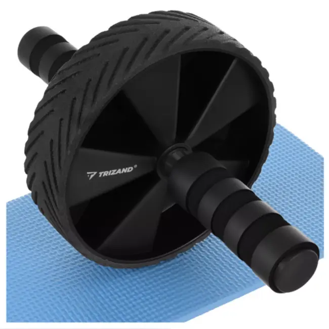 Trizand Compacte Buikspierroller met antislip handgrepen, profielwiel en EVA kniemat voor training thuis of onderweg