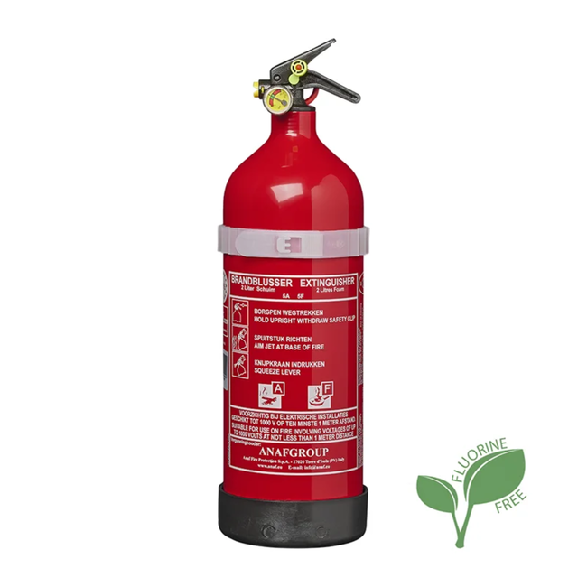 ProPlus Schuim brandblusser 2 liter met manometer, PFAS vrij en geschikt als vetblusser voor auto, boot, caravan en werkplaats