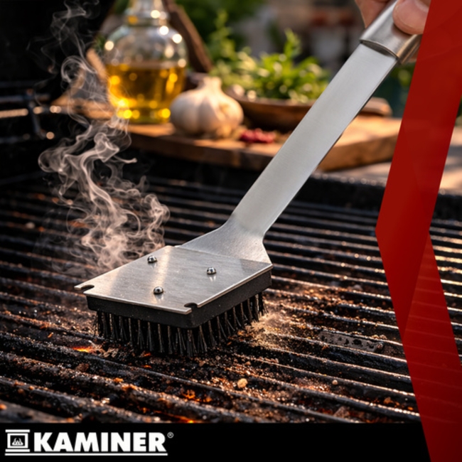 Kaminer 6-delige grillgereedschap set met koffer, zwart, roestvrij staal en siliconen