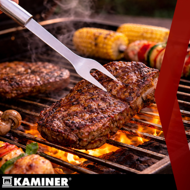 Kaminer 6-delige grillgereedschap set met koffer, zwart, roestvrij staal en siliconen