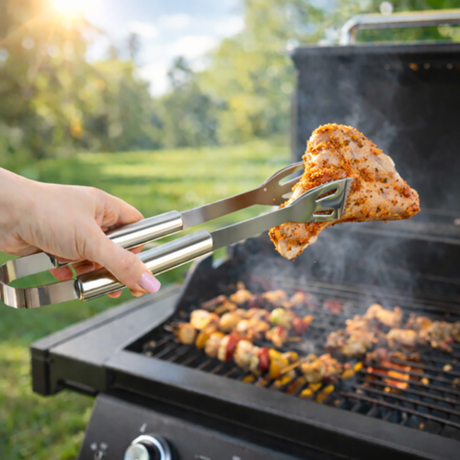 Kaminer 6-delige grillgereedschap set met koffer, zwart, roestvrij staal en siliconen