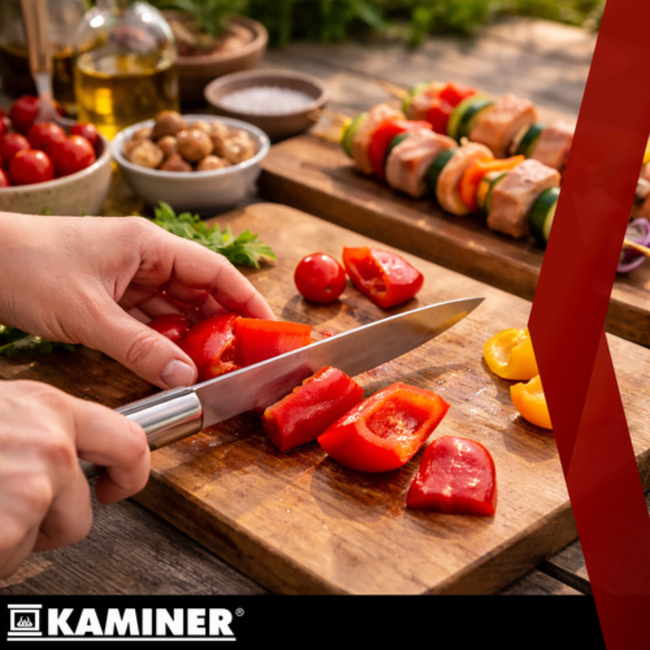Kaminer 5-delige grillgereedschap set met koffer, zwart, roestvrij staal en siliconen