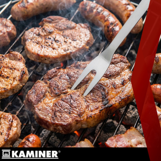 Kaminer 5-delige grillgereedschap set met koffer, zwart, roestvrij staal en siliconen