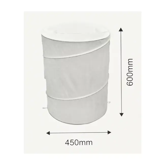 Benson Opvouwbare witte wasmand 79 liter met Ø 45 cm en 60 cm hoogte, compact op te bergen voor thuis en vakantie