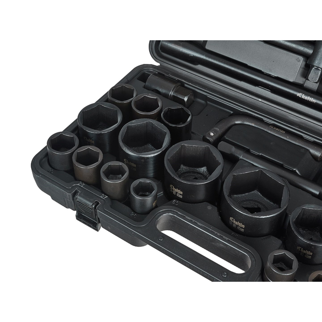 Keltin 26-delige 6-kant slagdoppenset met koffer voor zwaar werk 3/4 inch en 1 inch 17-65 mm